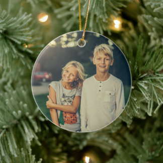 Custom photo and text ceramic ornament