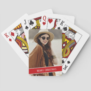 Custom photo and text Christmas Poker Cards