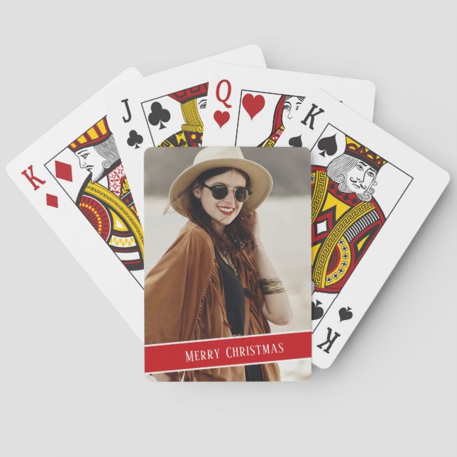 Custom photo and text Christmas Poker Cards (Back)