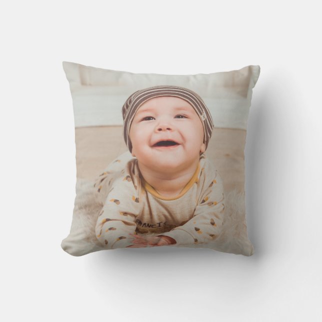 Custom photo and text Christmas Throw Pillow (Front)