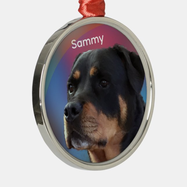 Custom Photo and Text Christmas Tree Metal Ornament (Right)