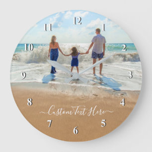 Custom Photo and Text Clock Gift Your Own Design