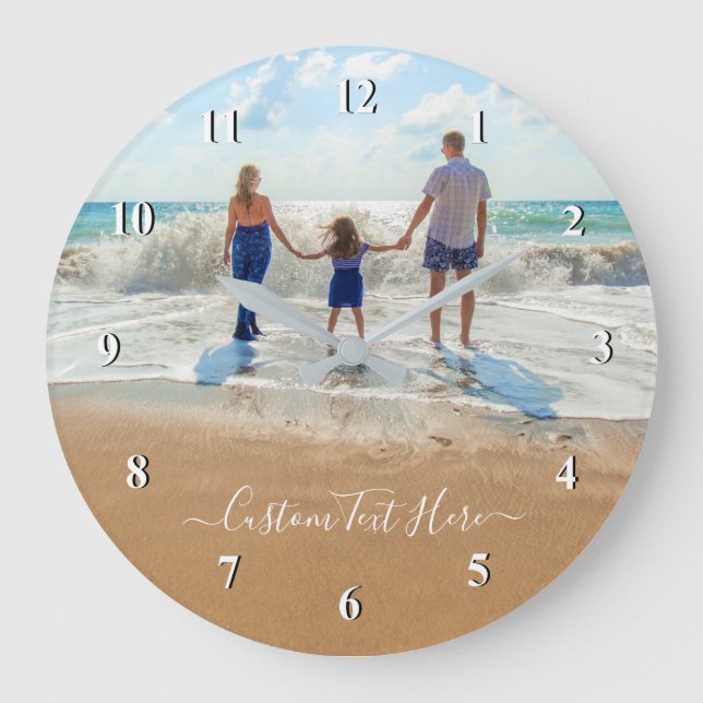 Custom Photo and Text Clock Gift Your Own Design (Front)