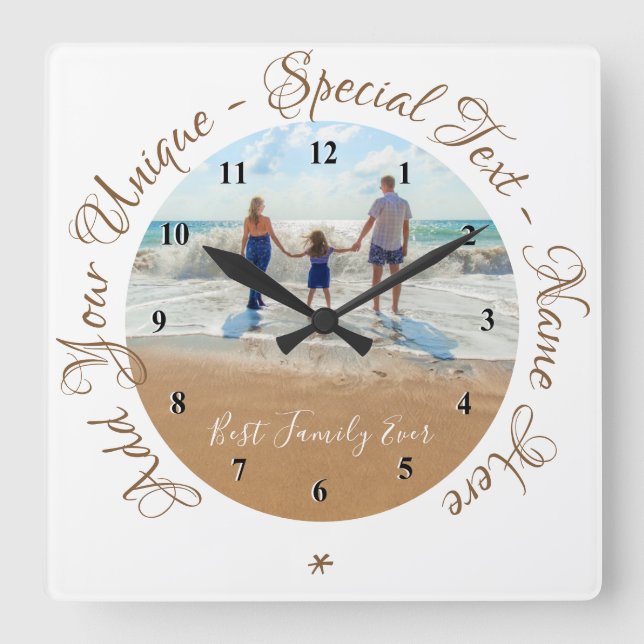 Custom Photo and Text Clock Your Family Gift (Front)