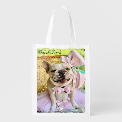 Custom Photo and Text Dog  Grocery Bag