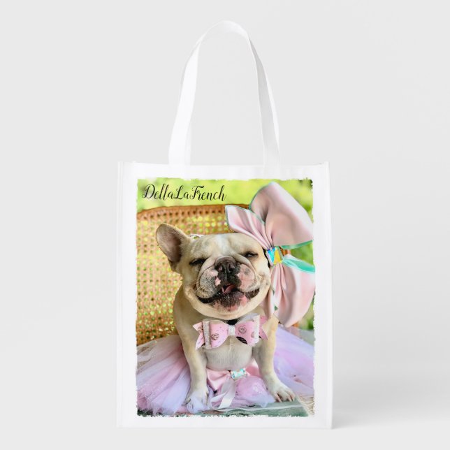 Custom Photo and Text Dog  Grocery Bag (Front)
