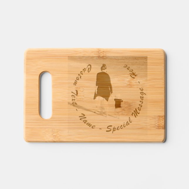 Custom Photo and Text Etched Wooden Cutting Board (Front)