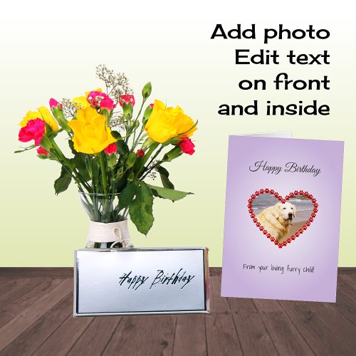 Custom photo and text from pet birthday card