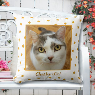 Custom Photo And Text Gold Stars Personalized Throw Pillow