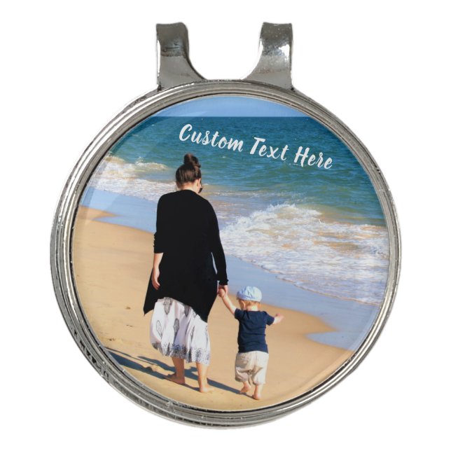 Custom Photo and Text Golf Hat Clip Ball Marker (Front)