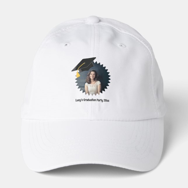 Custom Photo and Text Graduation Cap Baseball Cap (Front)