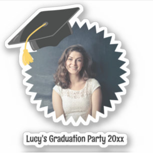 Custom Photo and Text Graduation Cap Cutout Sticker
