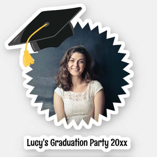 Custom Photo and Text Graduation Cap Cutout Sticker