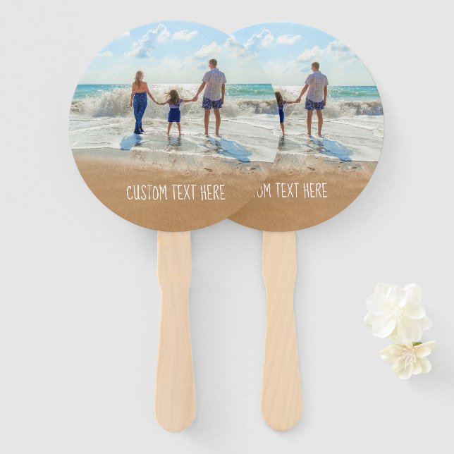 Custom Photo and Text Hand Fan Your Summer Design (Front and Back)
