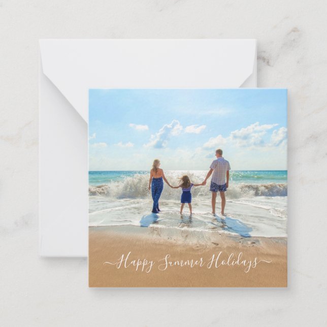 Custom Photo and Text - Happy Summer Holidays Note Card (Front)
