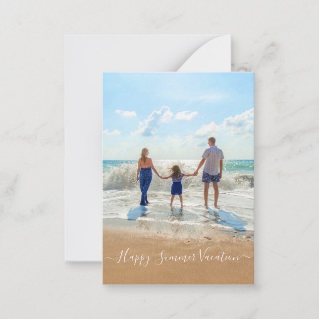 Custom Photo and Text - Happy Summer Vacation - Note Card (Front)