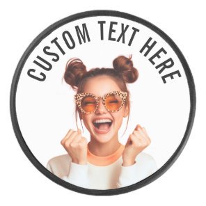 Custom Photo and Text  Hockey Puck