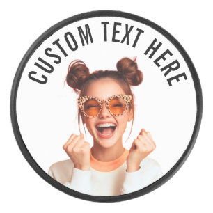 Custom Photo and Text  Hockey Puck