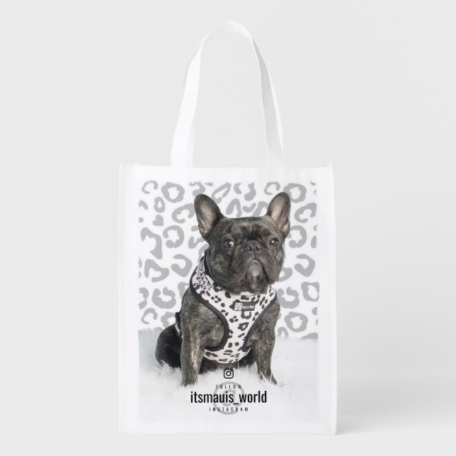 Custom Photo and Text Instagram Grocery Bag (Front)