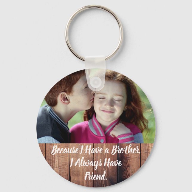 Custom Photo And Text keychain, Gift For Brother, Keychain (Front)