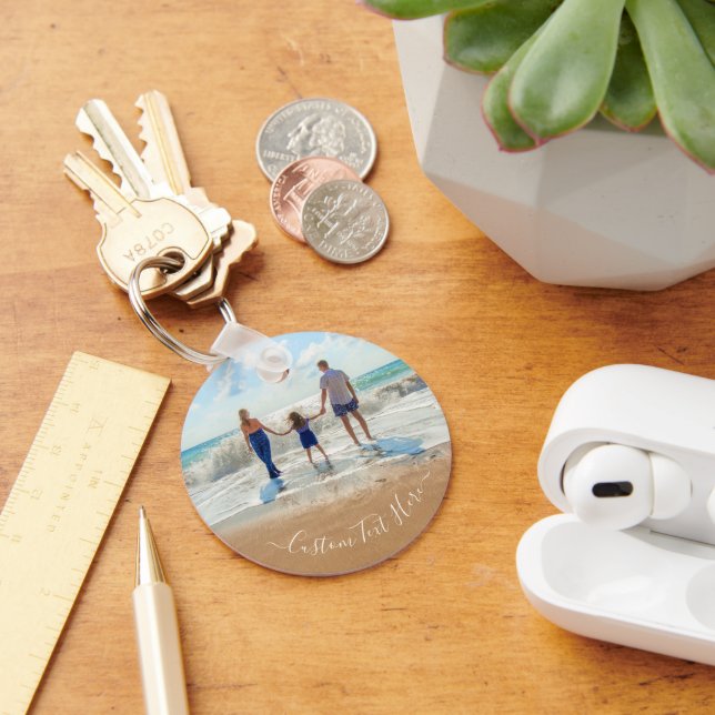 Custom Photo and Text Keychain - Your Family (Desk)