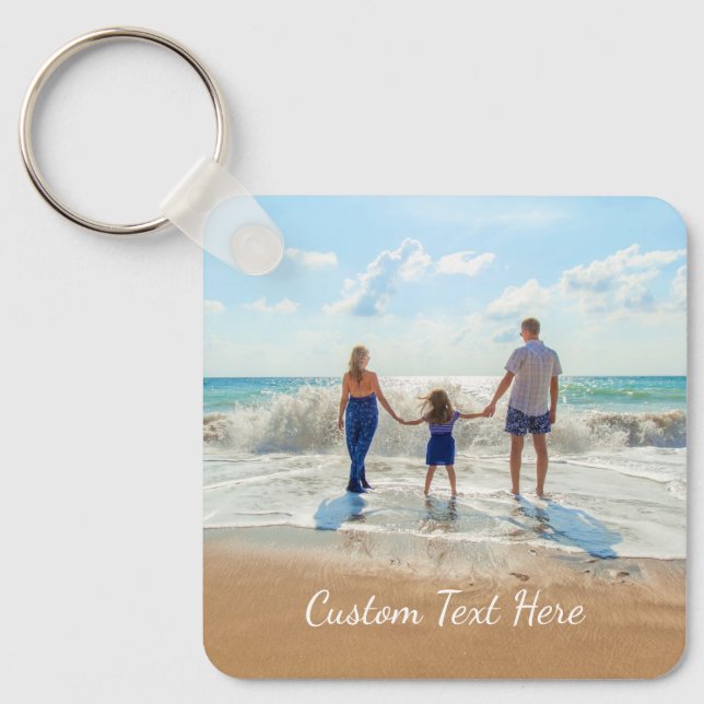 Custom Photo and Text Keychain Your Family Design (Front)