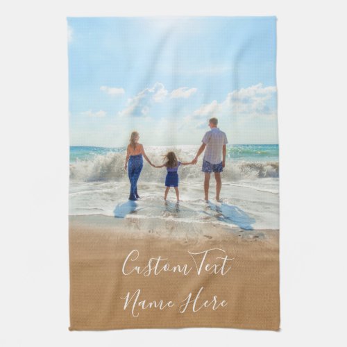 Custom Photo and Text Kitchen Towel Summer Design