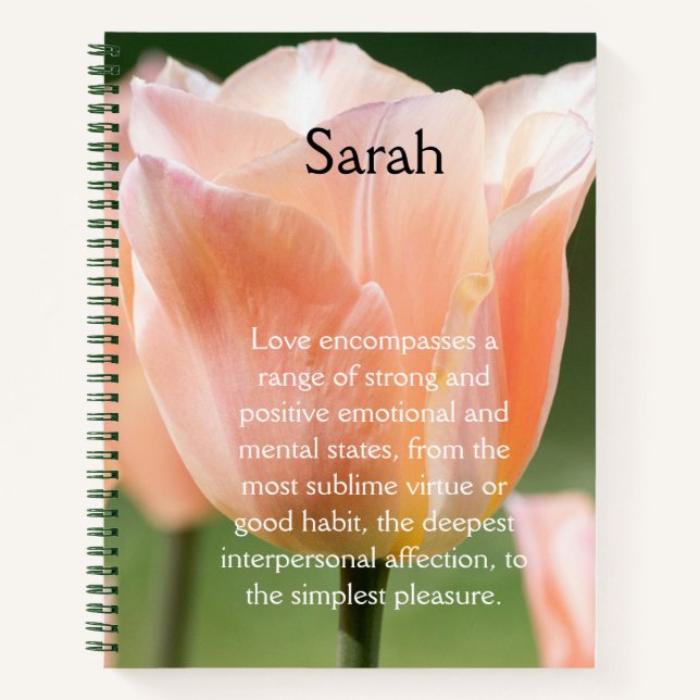 Custom photo and text l Cute pink tulips Notebook (Front)
