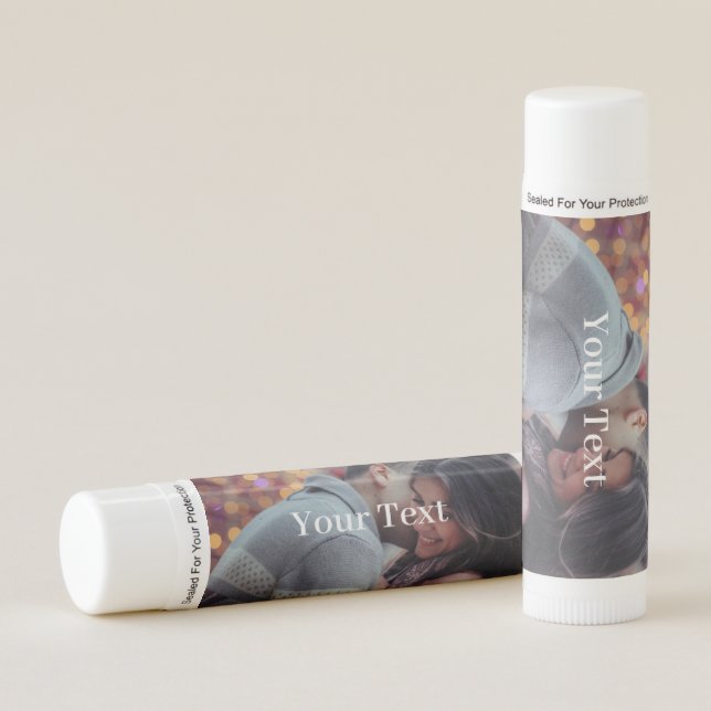 Custom. Photo and Text. Lip Balm (Front)