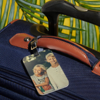 Custom photo and text luggage tag