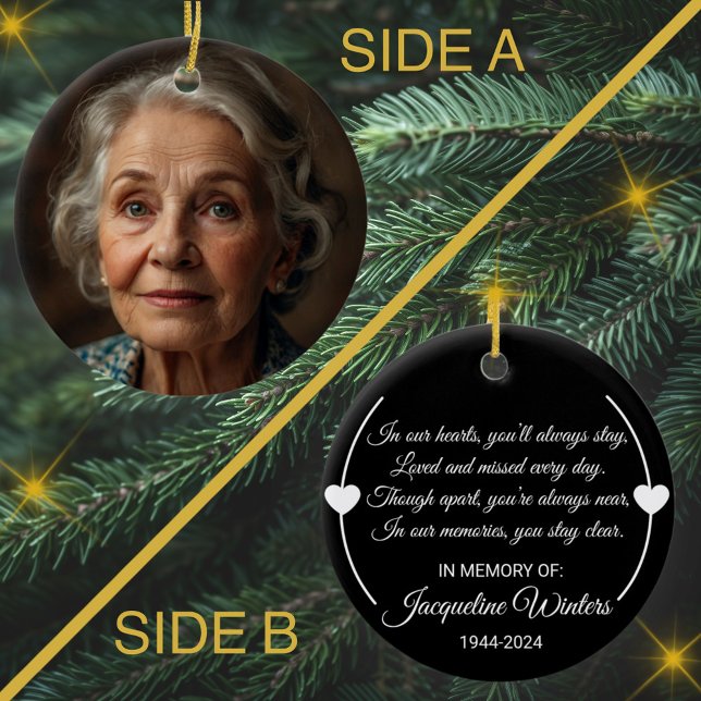 Custom Photo and Text Memorial Ceramic Ornament (Creator Uploaded)