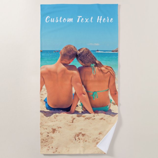 Custom Photo and Text - Modern Your Own Design  Beach Towel (Front)