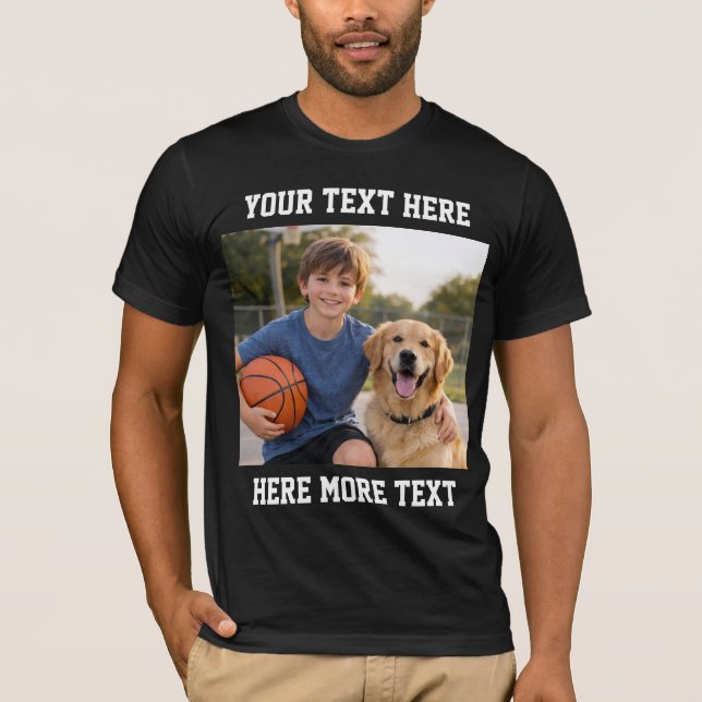 Custom Photo and Text Or Name Bold Sporty  T-Shirt (Front)