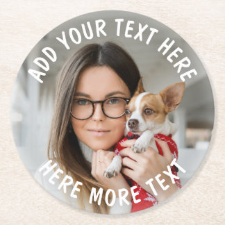 Custom Photo and Text Or Name Round Paper Coaster