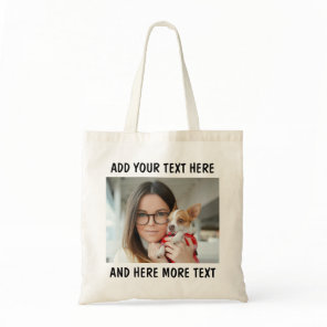 Custom Photo and Text Or Name Tote Bag