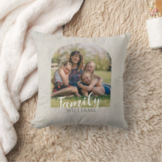 custom photo and text pale taupe minimalist    throw pillow