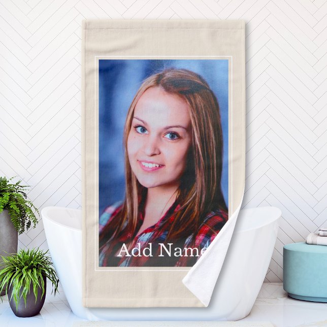 Custom Photo and Text Personalized Bath Hand Towel (Creator Uploaded)