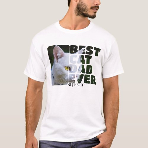 Custom Photo And Text Personalized Best Cat Dad T_Shirt