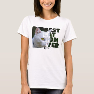 Custom Photo And Text Personalized Best Cat Mom T-Shirt