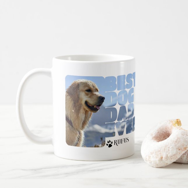 Custom Photo And Text Personalized Best Dog Dad Coffee Mug (With Donut)