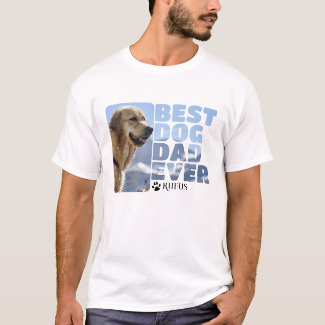 Custom Photo And Text Personalized Best Dog Dad T-Shirt (Front)