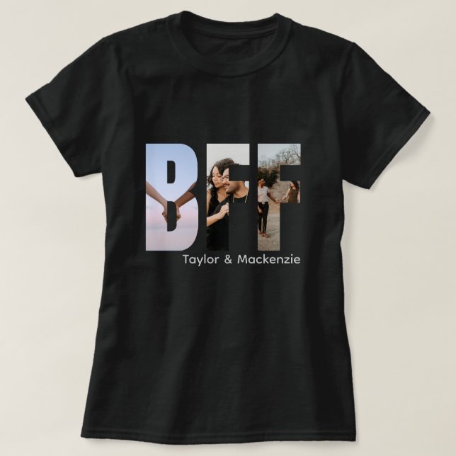 Custom Photo And Text Personalized BFF Friends T-Shirt (Design Front)