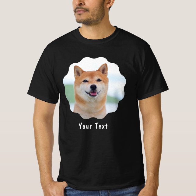 Custom Photo and Text Personalized Black T-Shirt (Front)
