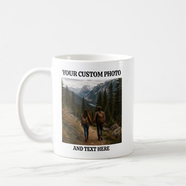 Custom Photo and Text Personalized Coffee Mug (Left)
