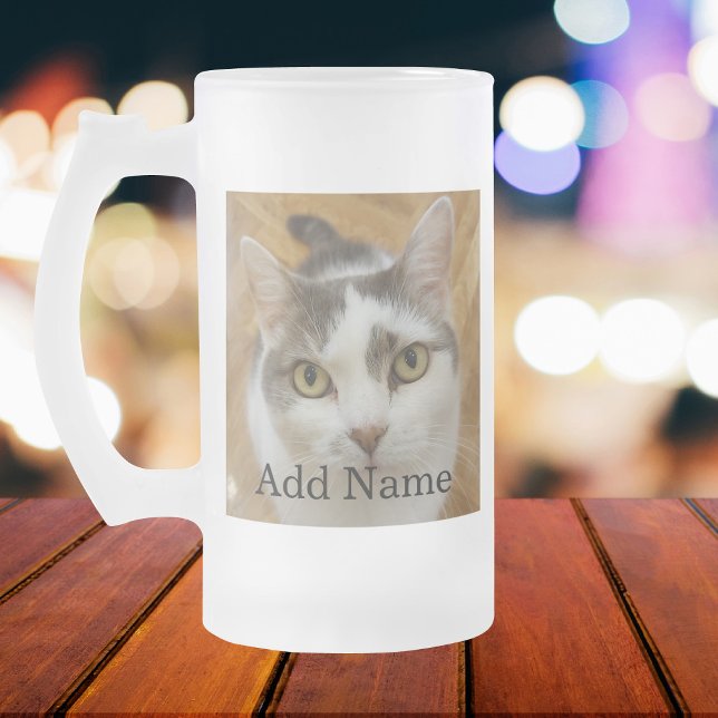 Custom Photo and Text Personalized Frosted Glass Beer Mug (Creator Uploaded)