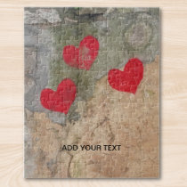 Custom Photo And Text Personalized Hearts Jigsaw Puzzle