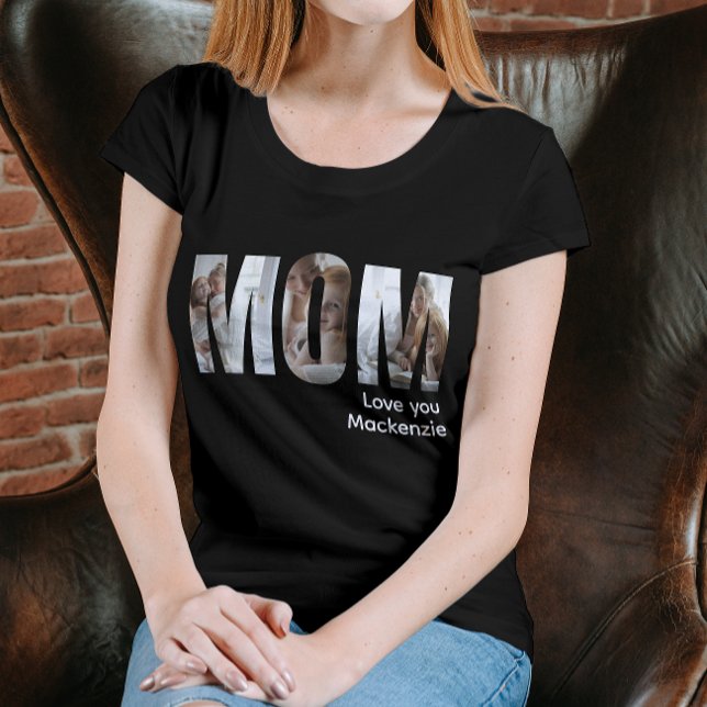 Custom Photo And Text Personalized Mom T-Shirt (Custom Photo And Text Personalized Mom T-Shirt by Ricaso. Add 3 photographs, ideal Mothers Day gift)