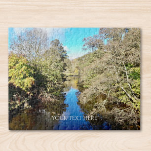 Custom Photo And Text Personalized River Scene Jigsaw Puzzle