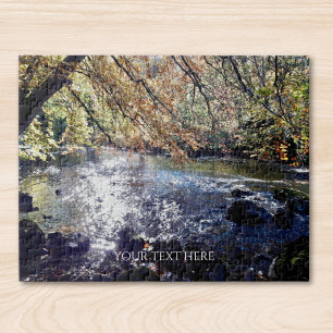 Custom Photo And Text Personalized Scenic River Jigsaw Puzzle