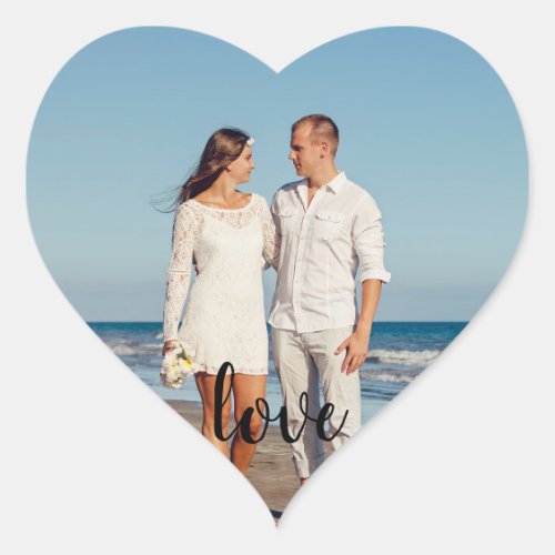 Custom photo and text personalized template heart sticker